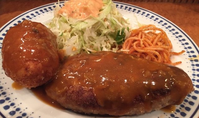神戸元町ディナー ゲンジ おすすめ洋食屋さんのエビクリームコロッケ付きハンバーグで晩御飯 グルメガイドブック